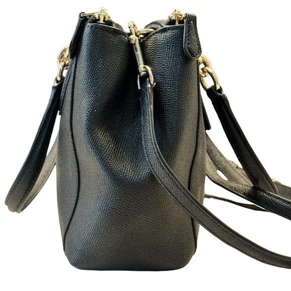 Coach Mini Christie Carryall Bag Black Crossgrain Leather Handbag Crossbody - Picture 4 of 16